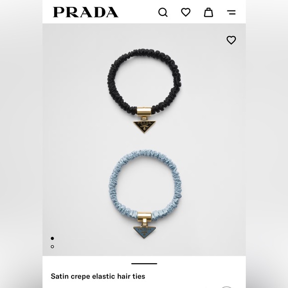 Prada Satin Crepe Hair Ties in Black and Light Blue - Picture 1 of 8